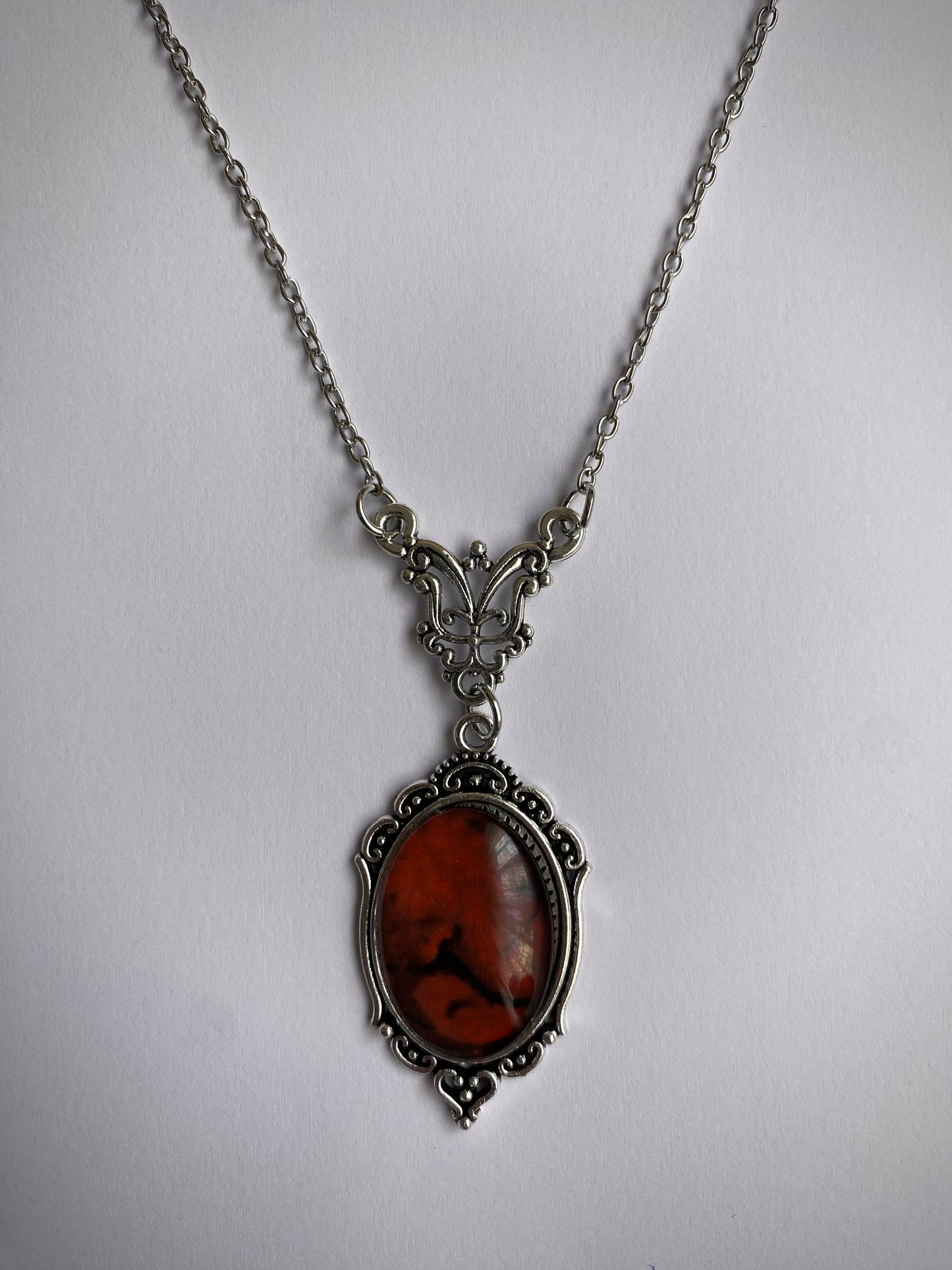Victorian Gothic Red Pendant Necklace
