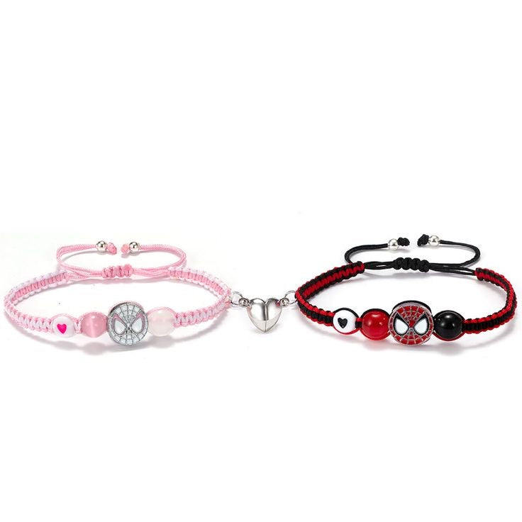 2pcs Charming And Fashionable Spider Man Couple Bracelet