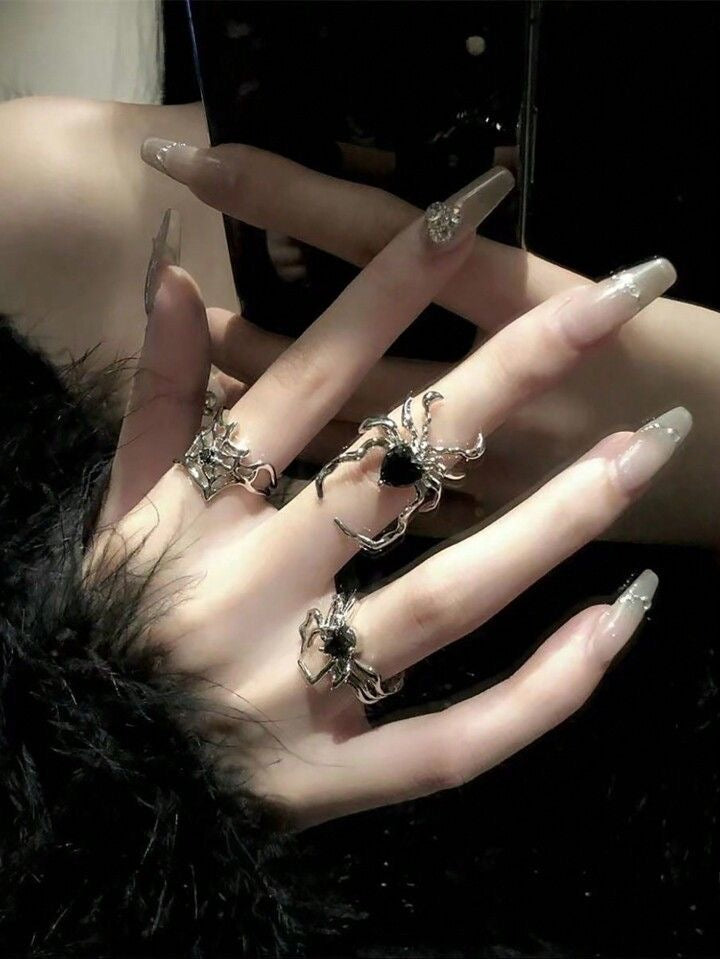 3pcs Gothic Spider Ring Set adjustable
