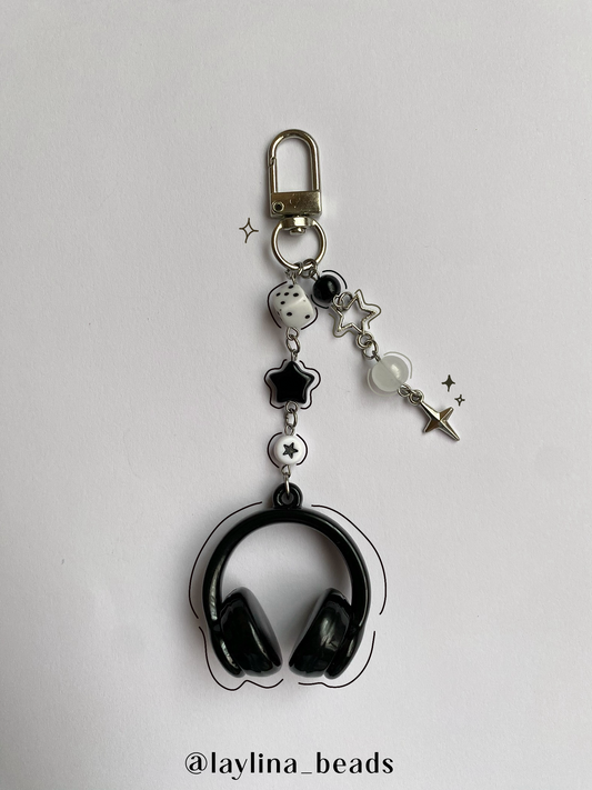 1pc 3D Headphone Black Bow Knot Ins Sweet Cool Style Pendant