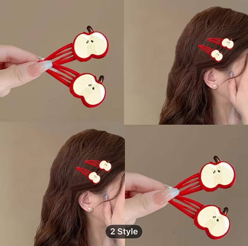 Red Apple hairclips