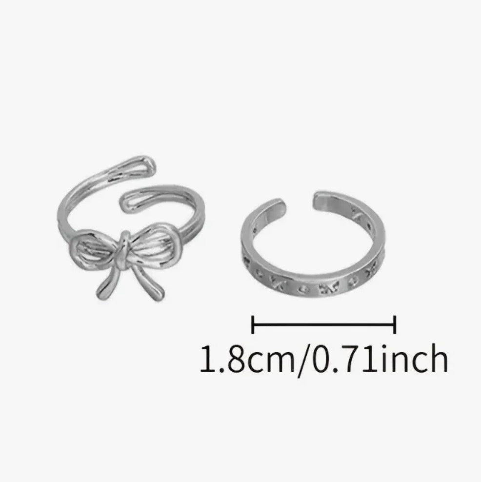 2pcs y2k ballet bow rings