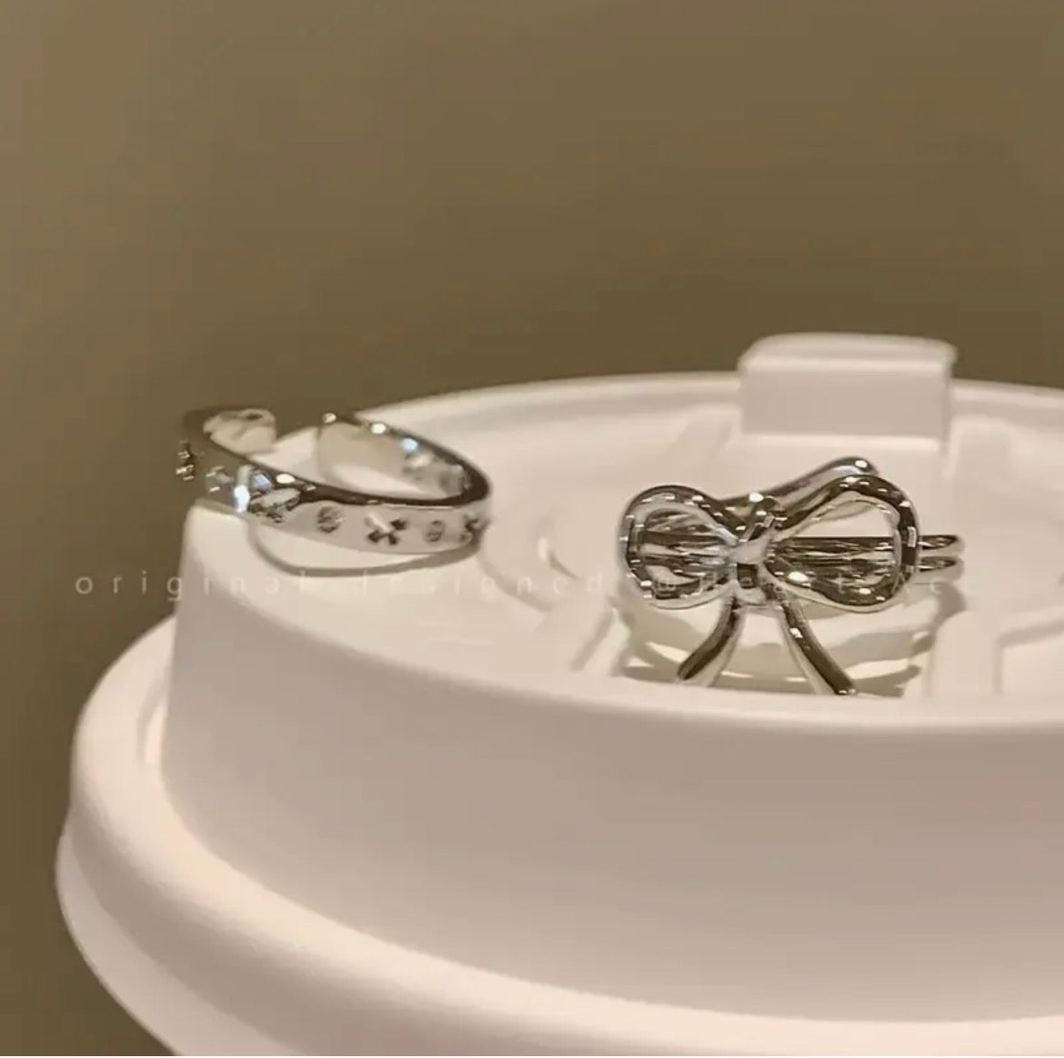 2pcs y2k ballet bow rings
