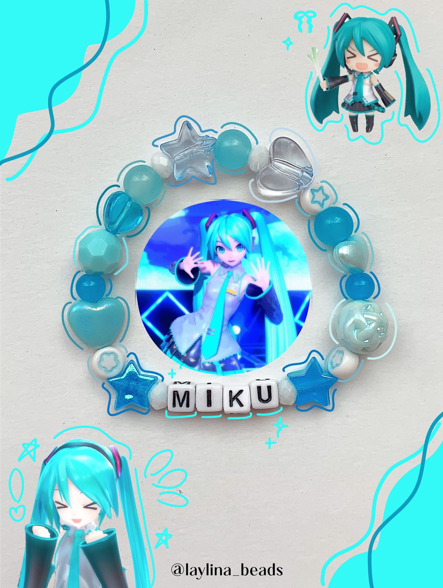 Miku light blue beads bracelet