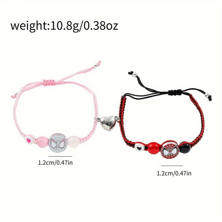 2pcs Charming And Fashionable Spider Man Couple Bracelet