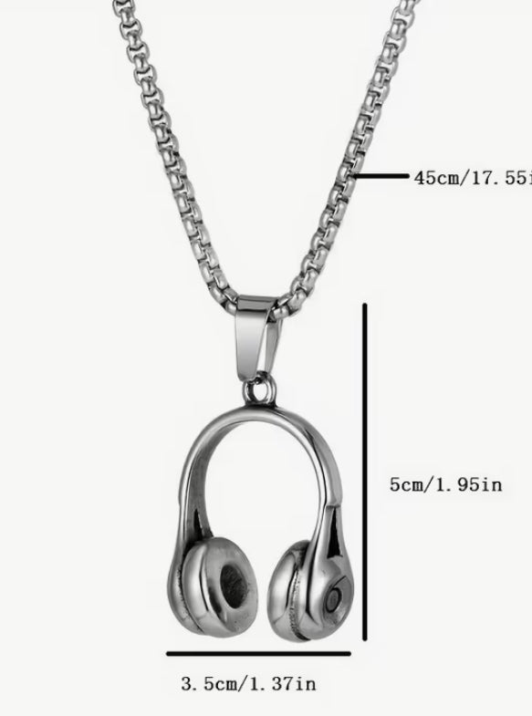 Moon East Melody Music Earphone Pendant Necklace - Hip Hop Punk Style