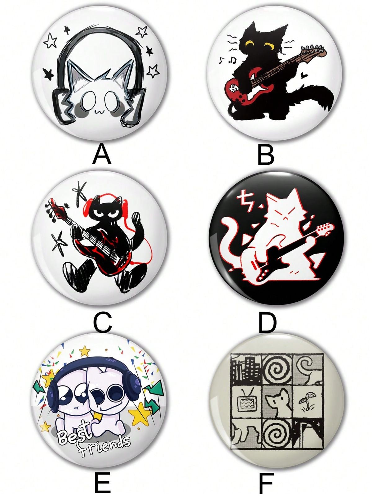 Cool cat pins (58mm)
