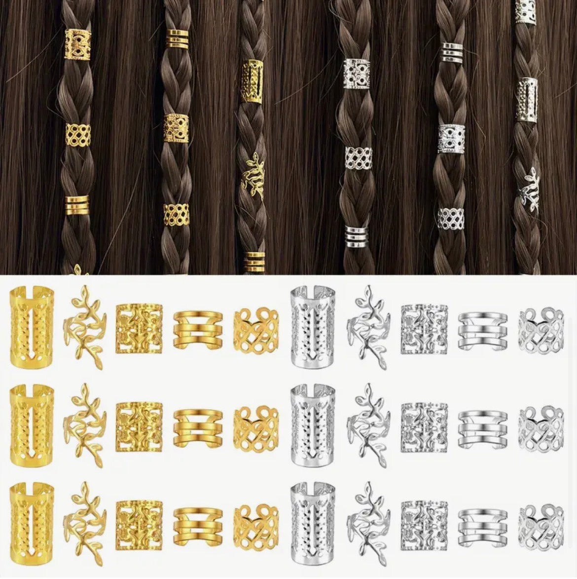 25pcs hair rings silver/golden