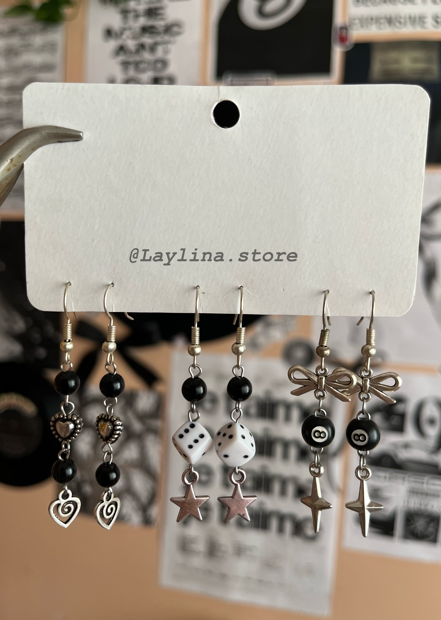 Aesthetic Y2K style earrings set (3 pcs) 🖤
