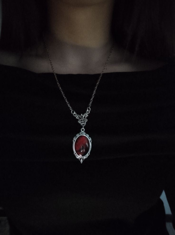Victorian Gothic Red Pendant Necklace