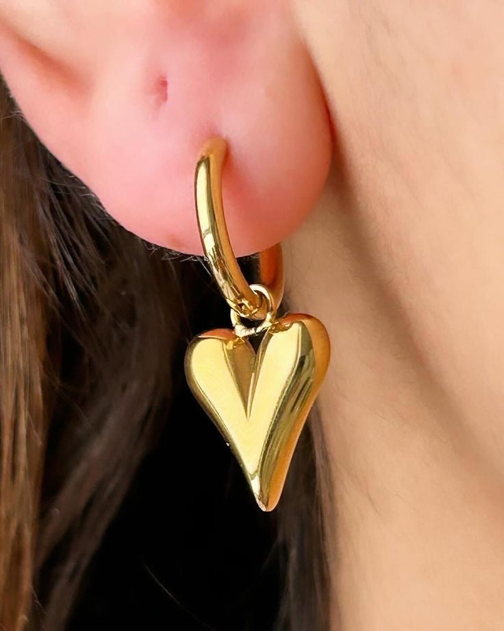 stainless steel heart-shaped earrings, 18K gold plated, anti-fade