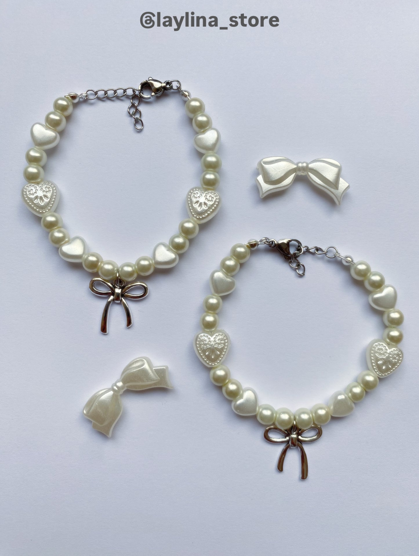 1 pc Aesthetic, elegant, white pearls ribbon bracelets