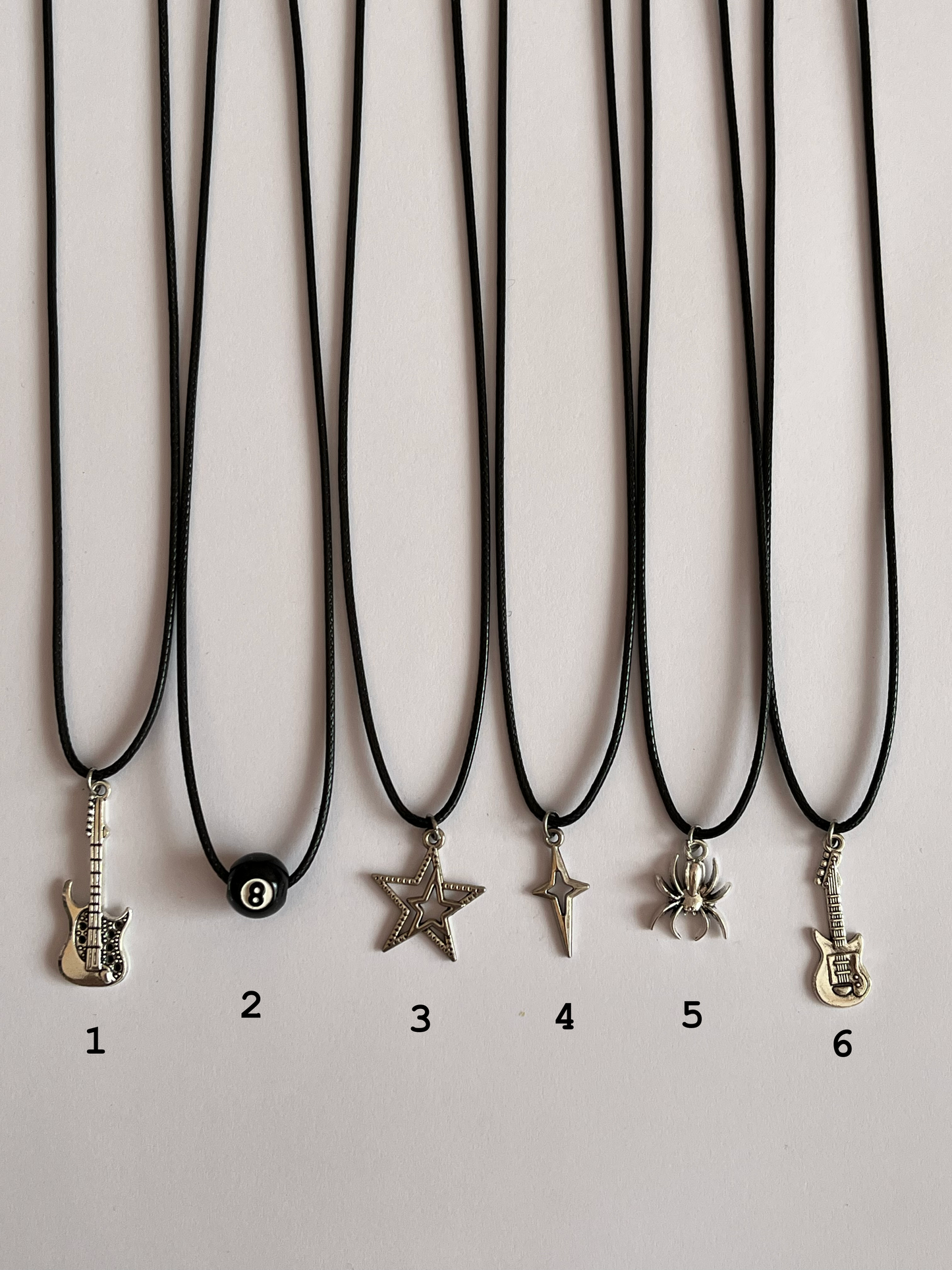 Cool unisex necklaces guitars/stars/spider/8 pool ball