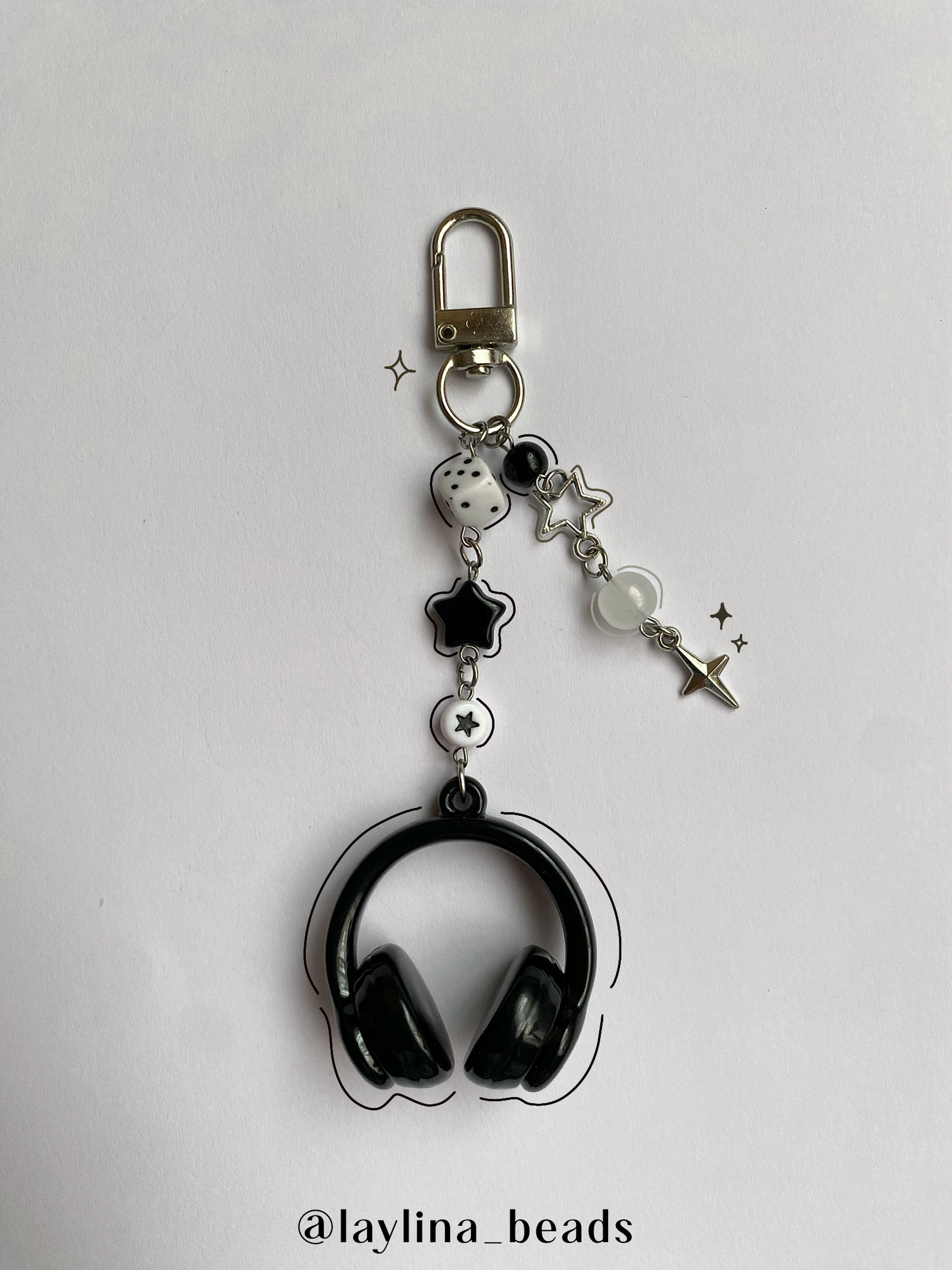 1pc 3D Headphone Black Bow Knot Ins Sweet Cool Style Pendant