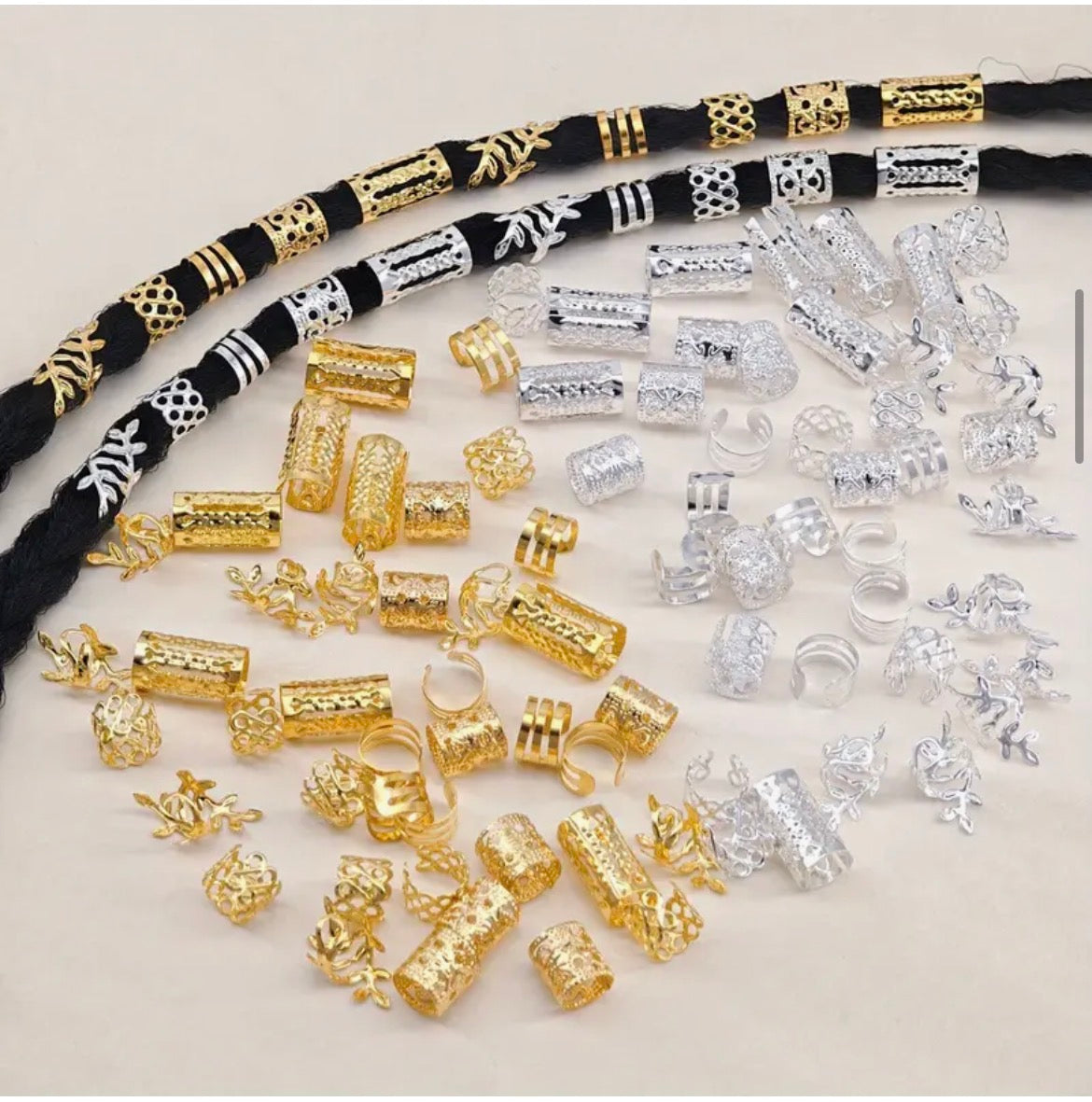 25pcs hair rings silver/golden