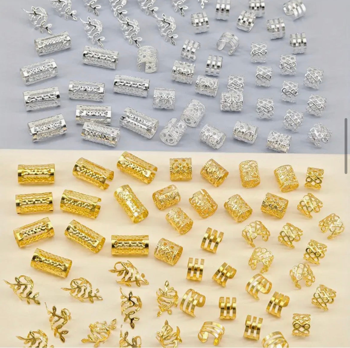 25pcs hair rings silver/golden