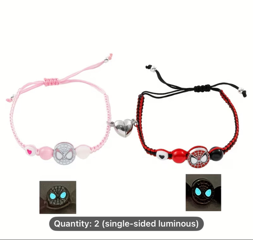 2pcs Charming And Fashionable Spider Man Couple Bracelet