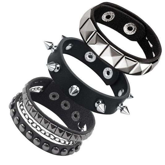 3pcs Punk emo Leather Bracelets