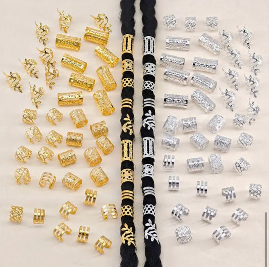 25pcs hair rings silver/golden