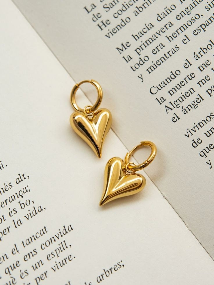 stainless steel heart-shaped earrings, 18K gold plated, anti-fade