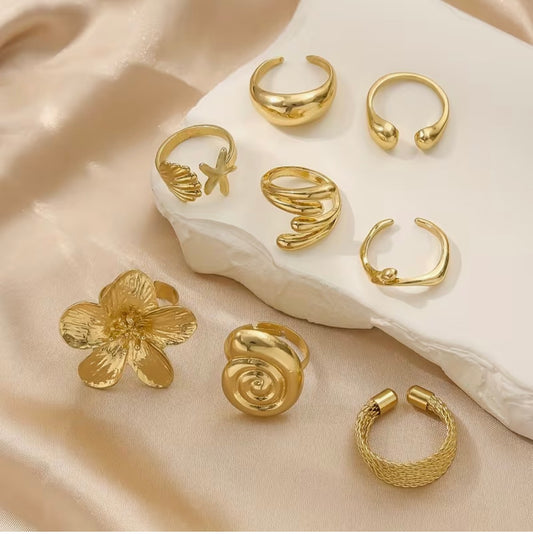 8pcs Adjustable Rings Set