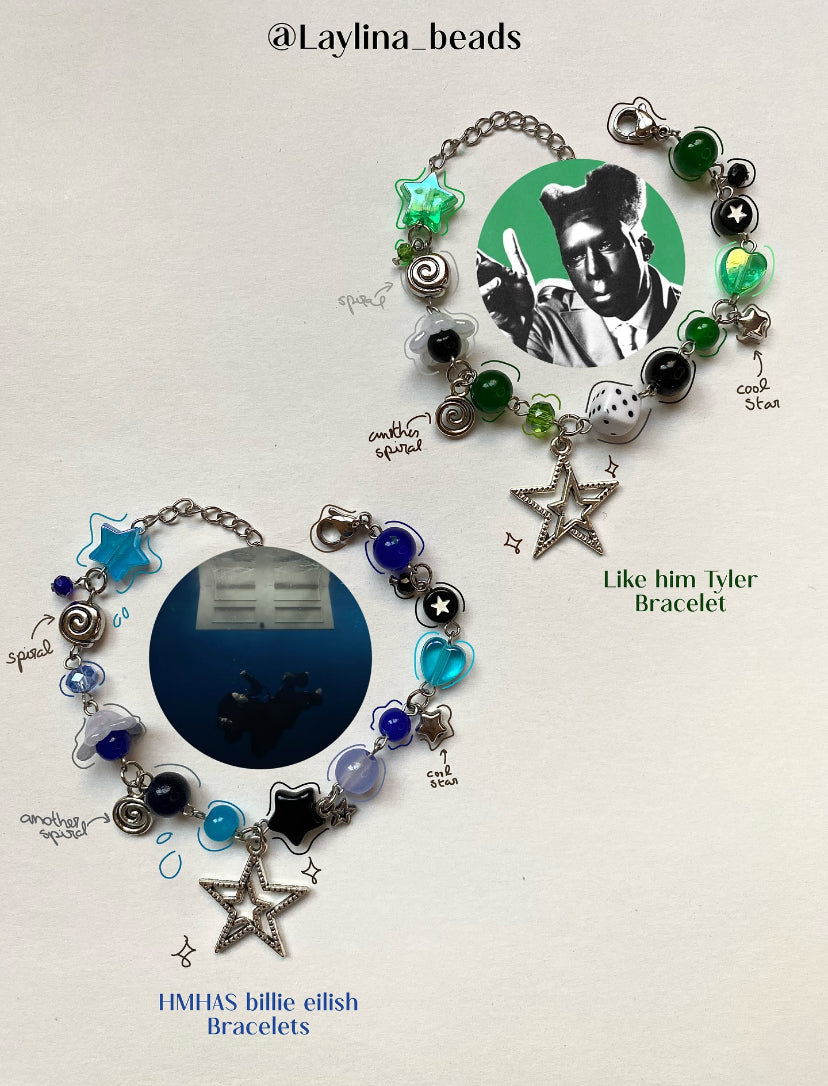 Billie eilish “hit me hard and soft” bracelet  Tyler the creator “like him“ bracelet