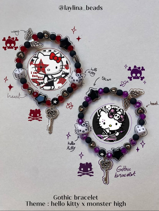 Gothic bracelets Theme : hello kitty x monster high