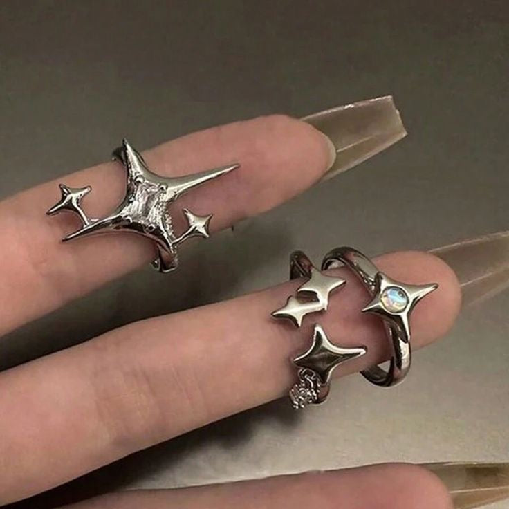 3 pcs Y2K silver rings ✨