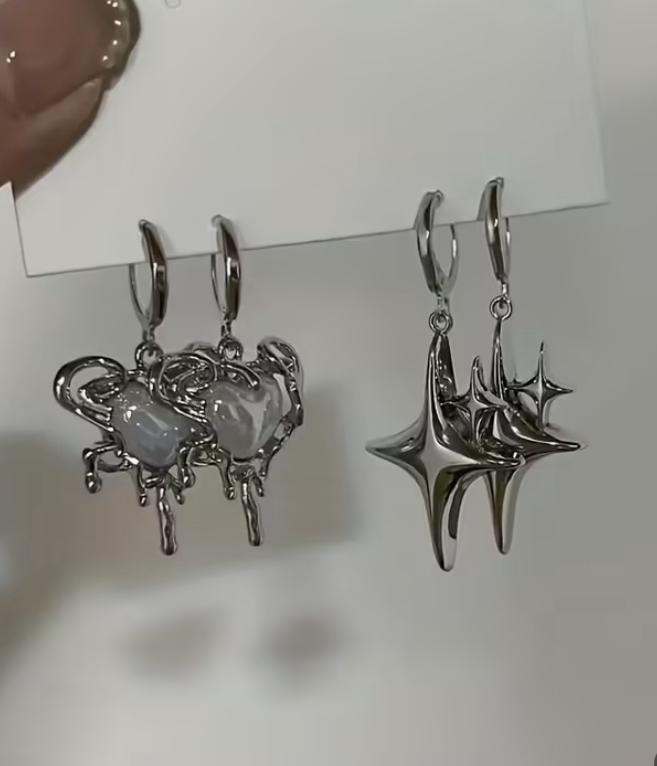 Stainless steel2 Pair Y2K Gothic Punk Zinc earrings