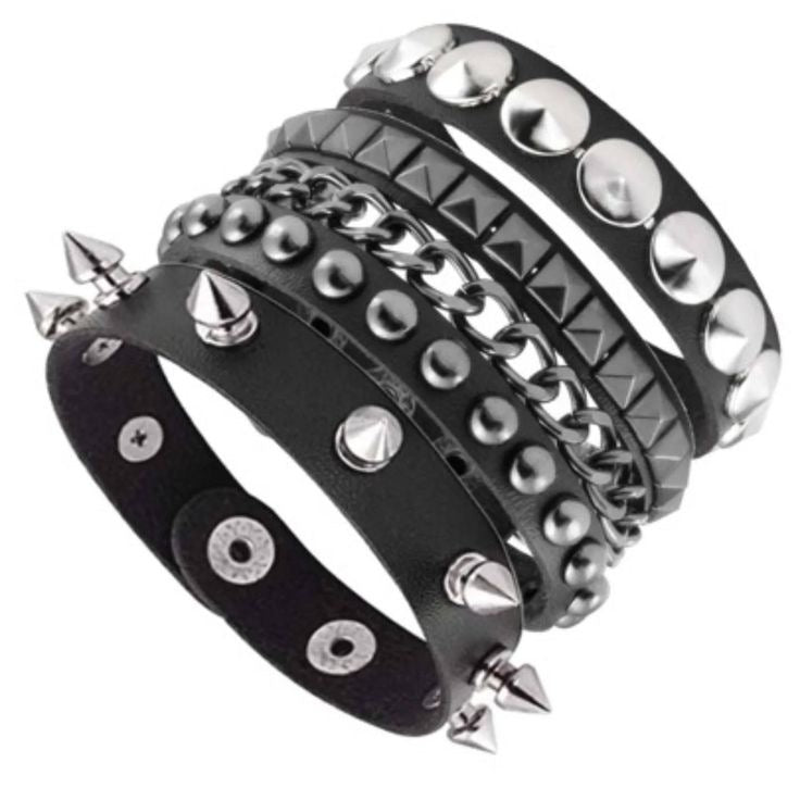 3pcs Punk emo Leather Bracelets