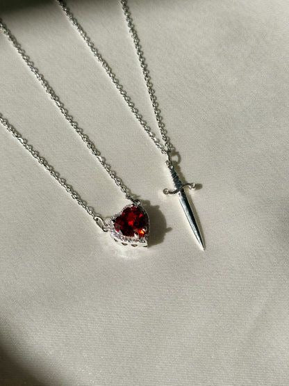 Two-Piece Set Heart-Shaped Arrow Pendant Necklace