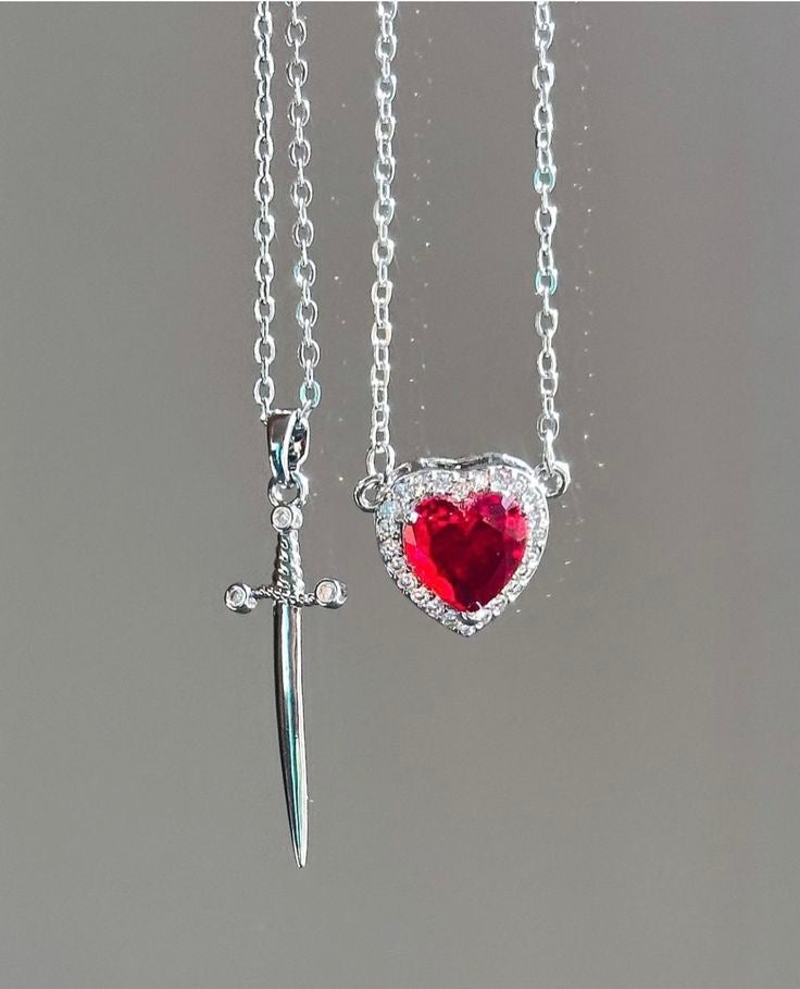 Two-Piece Set Heart-Shaped Arrow Pendant Necklace