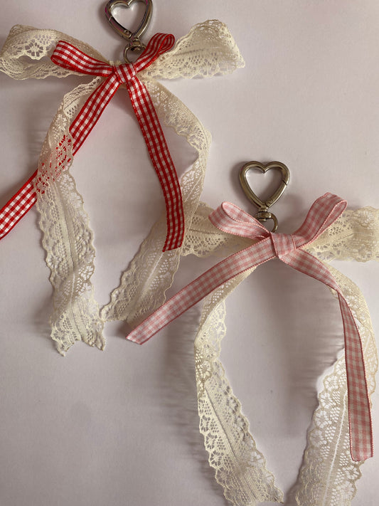 2 cute Japanese style bow keychains