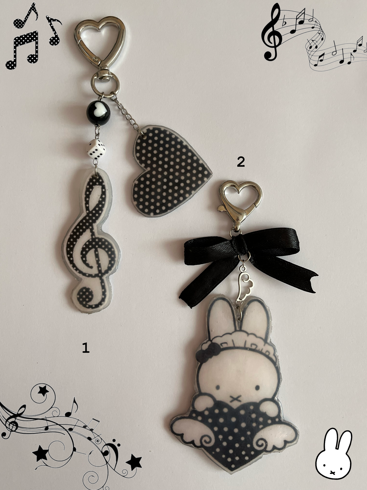 Cute polka dots style keychains/aesthetic/miffy