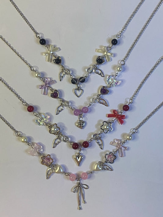 Aesthetic beads necklaces ribbons/hearts (1pc)